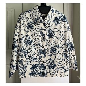 Bugatti Boho Chic Italian Crop Denim Bomber Jacket Navy Pockets Cotton, Size M